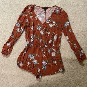 🧡ORANGE LONG SLEEVE FLORAL ROMPER